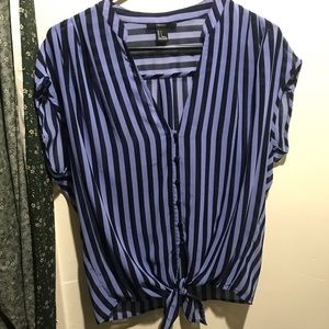 Sheer striped button down blouse